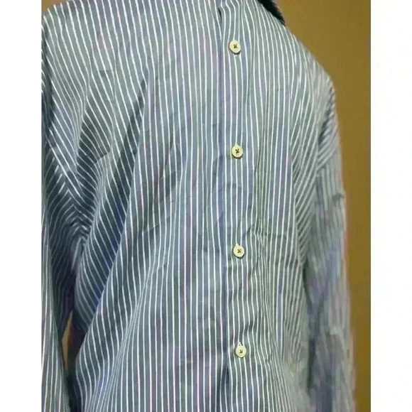 Bugatchi Shirt Mens X-Large Blue Stripe Flip Cuff Button Up Sharp Fit EUC - Picture 3 of 8